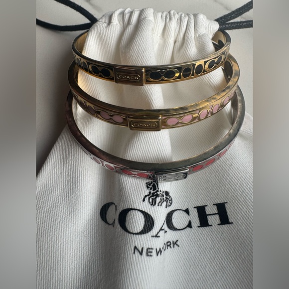 Coach Bangle Bracelet Set (3) - Red, Pink, Black - Picture 3 of 6